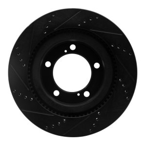 Lexus LX570 Brake Rotor (1) - Front Right - R1 Concepts - Drilled & Slotted - Black - `07-`22